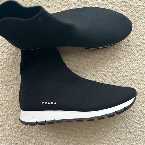 prada sock sneakers all black|prada leather sneakers women's.